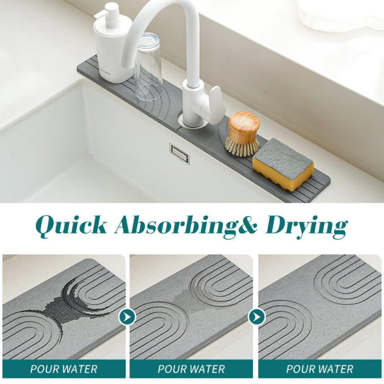 Faucet Sink Drying Mat Diatomaceous Earth Stone Splashproof Absorbent Sink Drainage Mat, Color: K02 Dark Gray(60x10cm) by bashfashion
