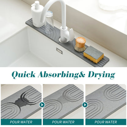 Faucet Sink Drying Mat Diatomaceous Earth Stone Splashproof Absorbent Sink Drainage Mat, Color: K02 Dark Gray(60x10cm) by bashfashion