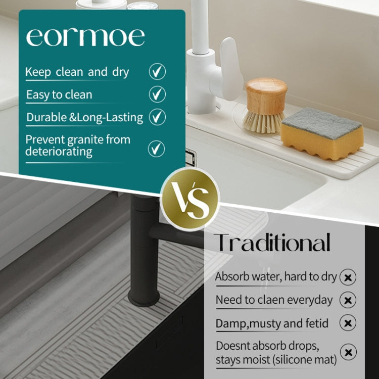 Faucet Sink Drying Mat Diatomaceous Earth Stone Splashproof Absorbent Sink Drainage Mat, Color: K01 White(40x10cm) by bashfashion