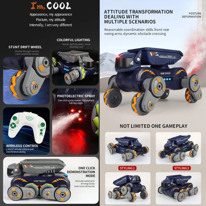 Eight Wheel Stunt Robot Dog Smart Gesture Sensor RC Kids Toy Car With Lights Music Spray Car, Style: Green Single RC by bashfashion