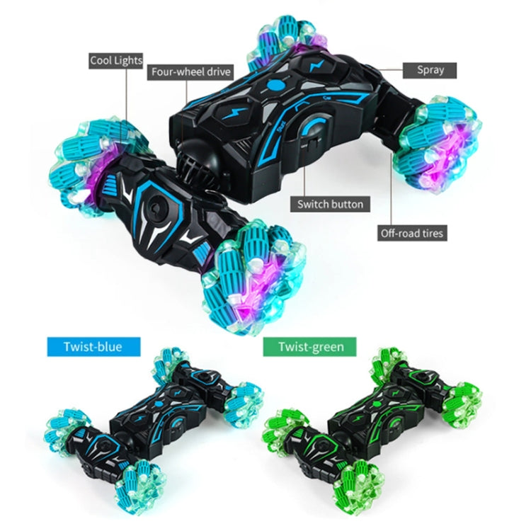 2.4G Spray RC Car Gesture Sensor Music Lights Twist Stunt Drift Car Double Side Driving Buggy Toy, Color: Handle+Watch RC Blue by bashfashion