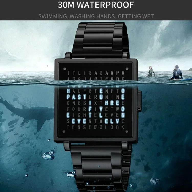 SKMEI Multi-function Letter Display Dial Square Men Electronic Watch, Color: Gold Leather Band by SKMEI