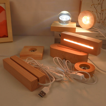 LED Light Solid Wood Luminous Base for Resin Art Acrylic Glass Lights Rectangular 18cm(White Light) by bashfashion