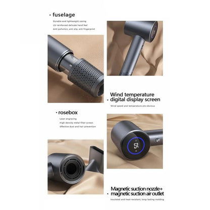 D3 110000 High Speed Smart Constant Temperature Negative Ion Hair Dryer, Color: EU Plug Gray by bashfashion