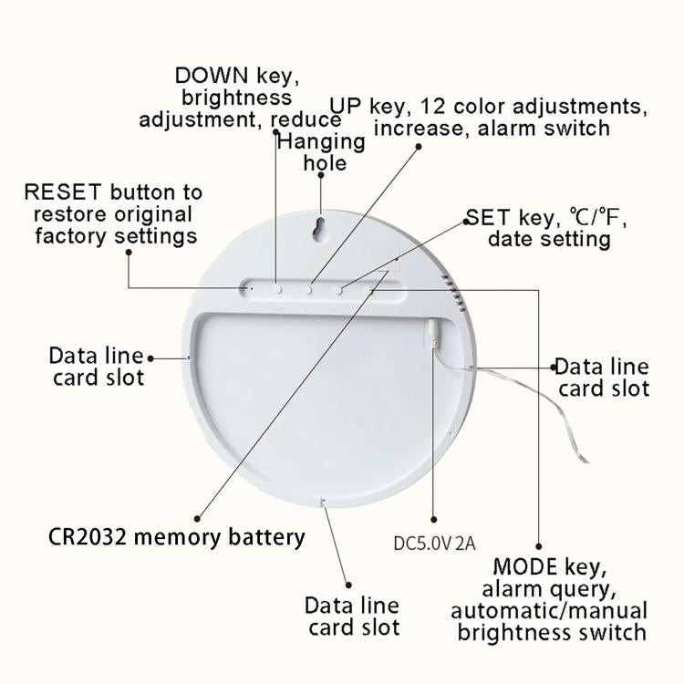 11.6-Inch RGB Wall Clock With Remote Control Multi-Functional Alarm Clock White+Cloth by bashfashion