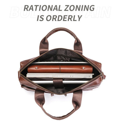 BULL CAPTAIN 056 Large Capacity Top Layer Cowhide Retro Business Hand-Held Briefcase(Black) by BULL CAPTAIN