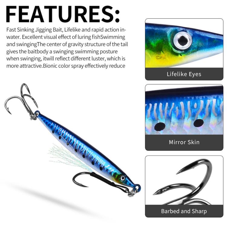 14G PROBEROS LF151 Long-Distance Casting Sinking Lure 3D Fast-Draw Sea Fishing Mackerel Hook(C) by PROBEROS
