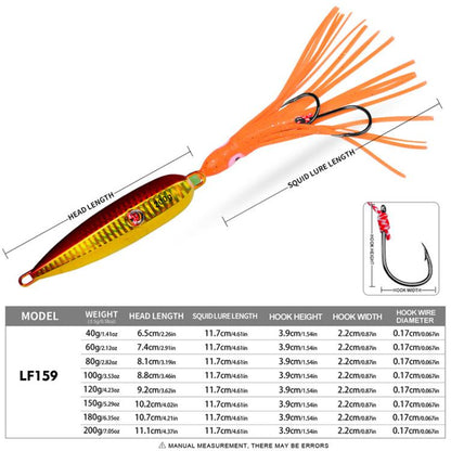 80G PROBEROS LF159 Luminous Bearded Squid Hook Slow Cranking Road Runner Iron Plate Bionic False Bait(E) by PROBEROS