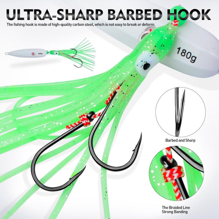 100G PROBEROS LF159 Luminous Bearded Squid Hook Slow Cranking Road Runner Iron Plate Bionic False Bait(B) by PROBEROS