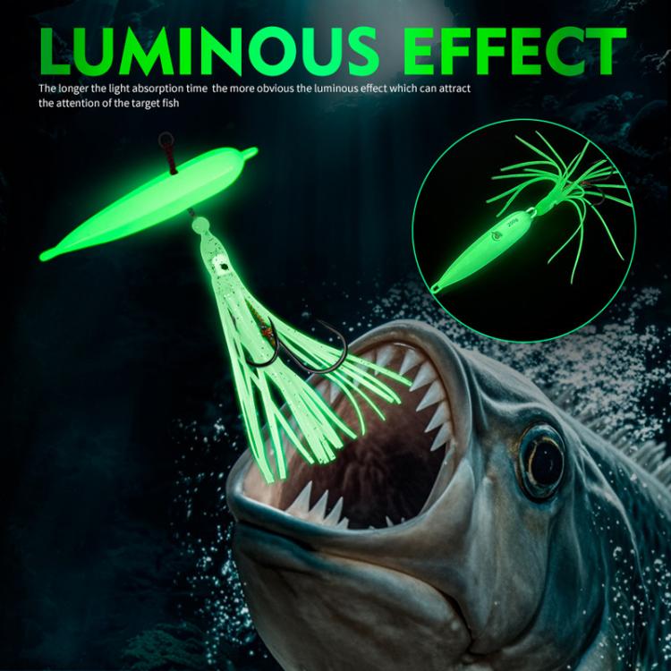 200G PROBEROS LF159 Luminous Bearded Squid Hook Slow Cranking Road Runner Iron Plate Bionic False Bait(C) by PROBEROS