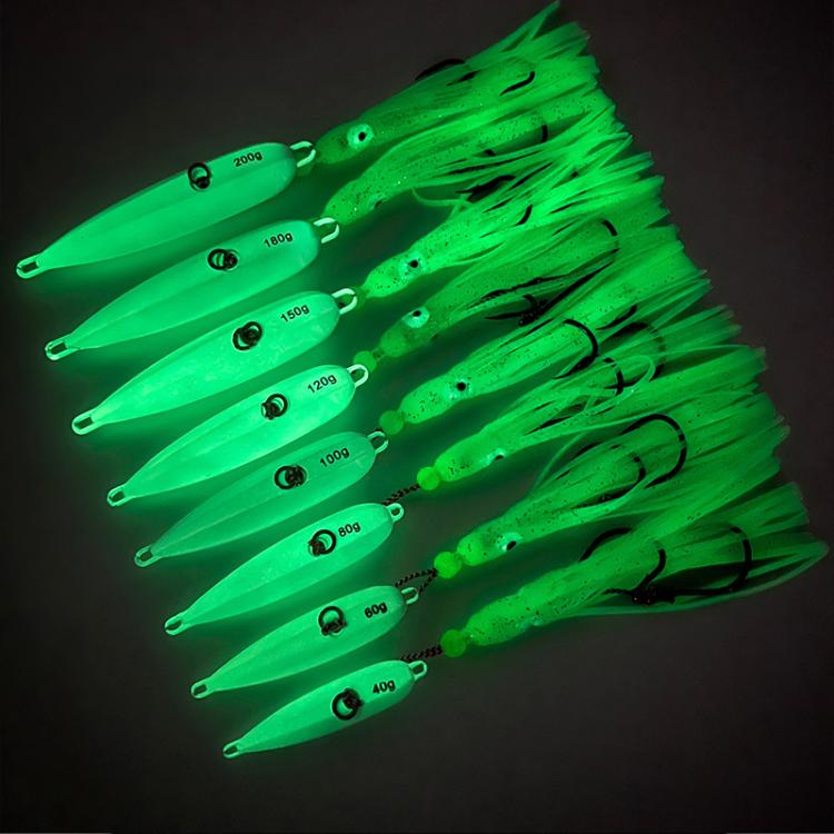 100G PROBEROS LF159 Luminous Bearded Squid Hook Slow Cranking Road Runner Iron Plate Bionic False Bait(D) by PROBEROS