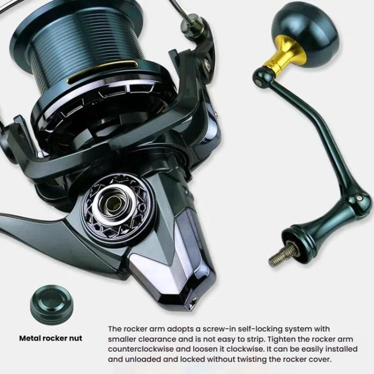 YUMOSHI TC9000 Guide Rod Structure All-Metal Spinning Reel Zero Backlash 4.7:1 Gear Ratio, Screw-In Handle for Surf Casting & Anchoring by YUMOSHI