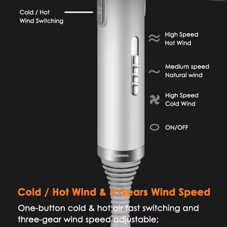 T-Shaped Hair Dryer with Smart Inverter Technology High-Power Blow Dryer for Home & Salon Use EU Plug With 3 Nozzles(Gray) by bashfashion