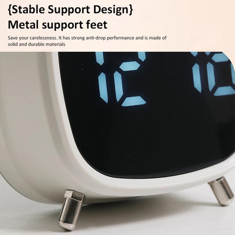 Loud Metal Powerful Ringing Clock LED Multifunction Clock, Color: White Shell White Light by bashfashion